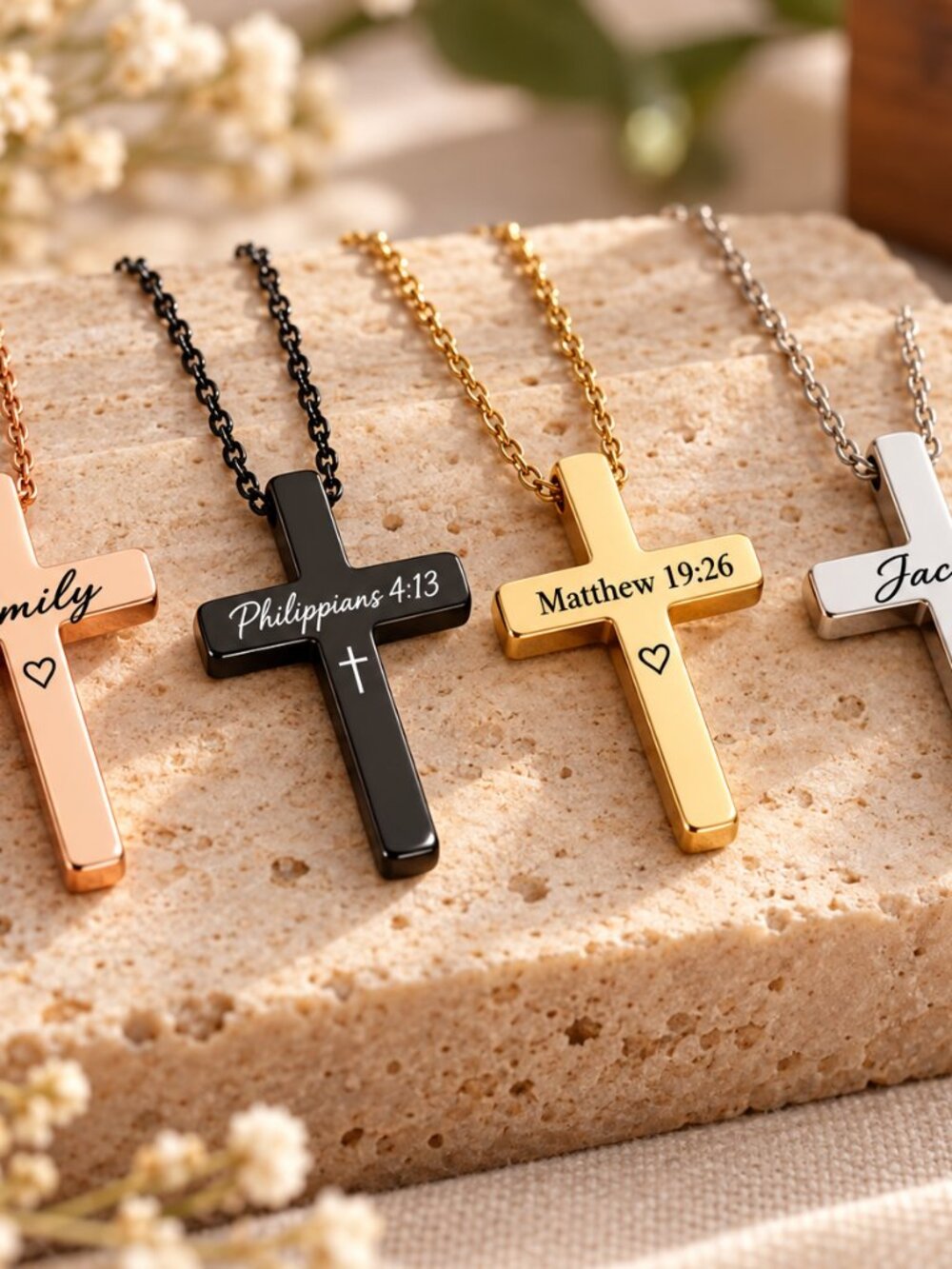 Custom Engraved Cross Pendant Necklace